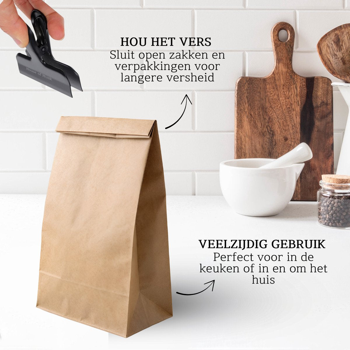 Vershoudclips Zwart 56mm 8 Stuks