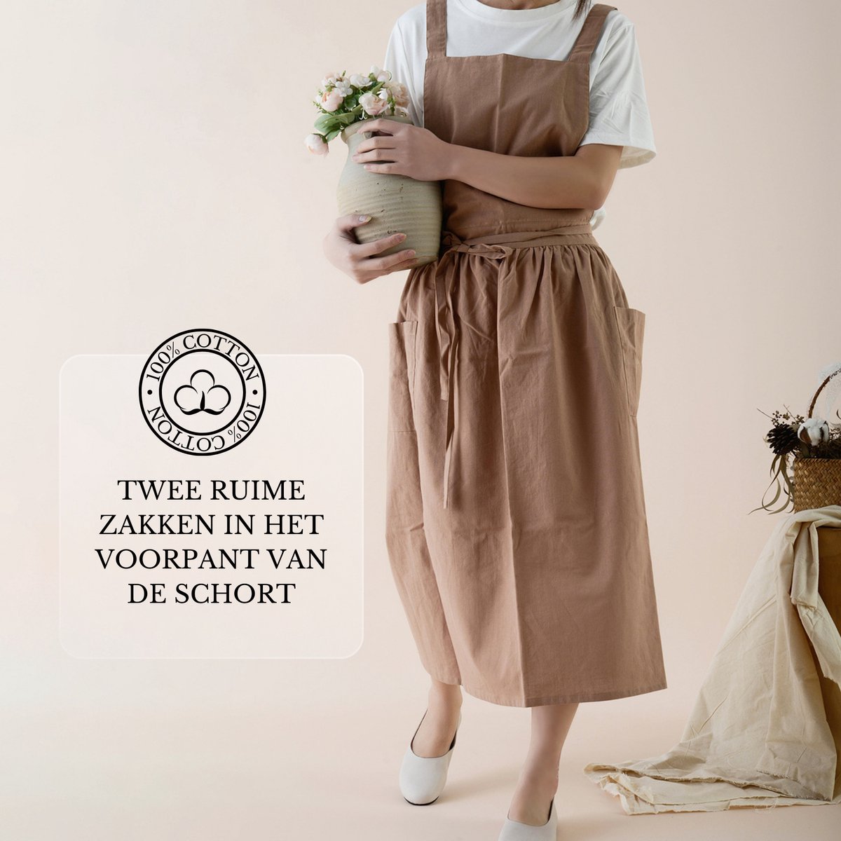 Keukenschort 'Ruffle' Bruin