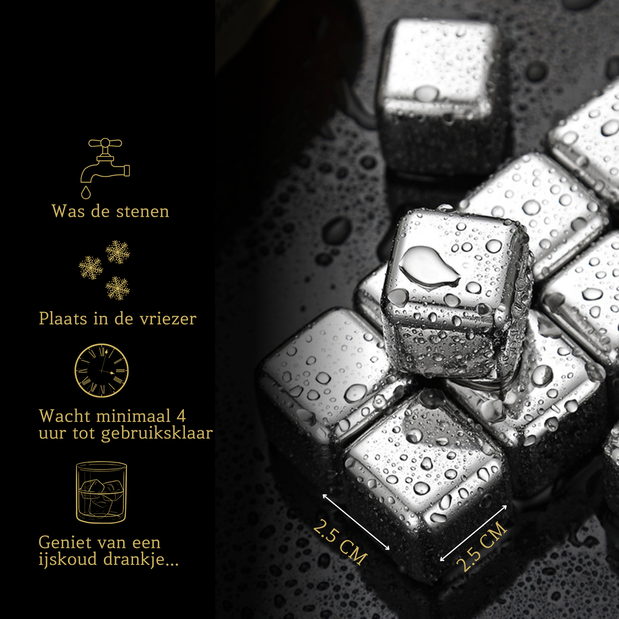 Stalen Whiskey Stenen 8 Stuks