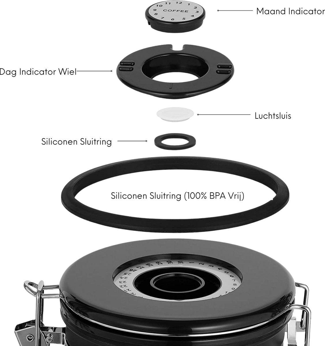 Koffieblik met CO² Ventilatie Zilver