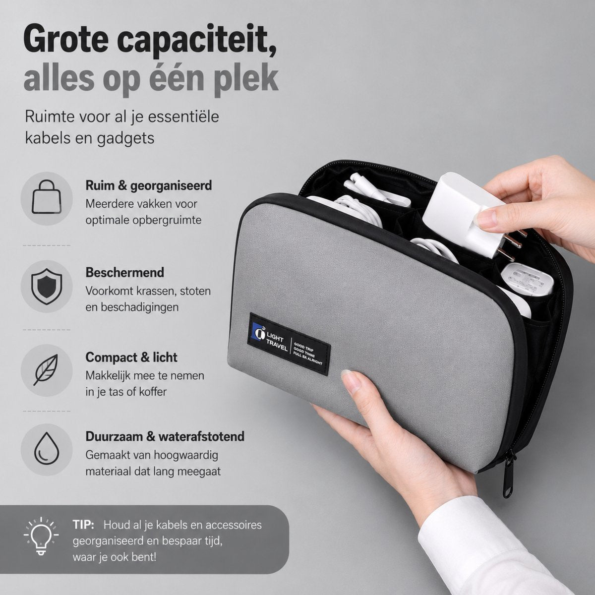 Kabel Organiser Tas Grijs