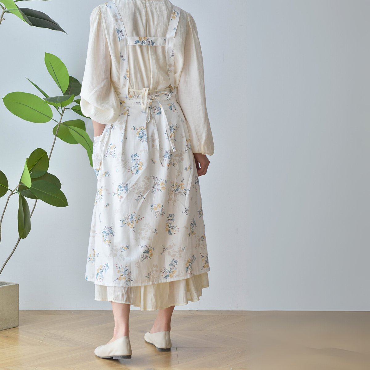 Keukenschort Wit Gebloemd