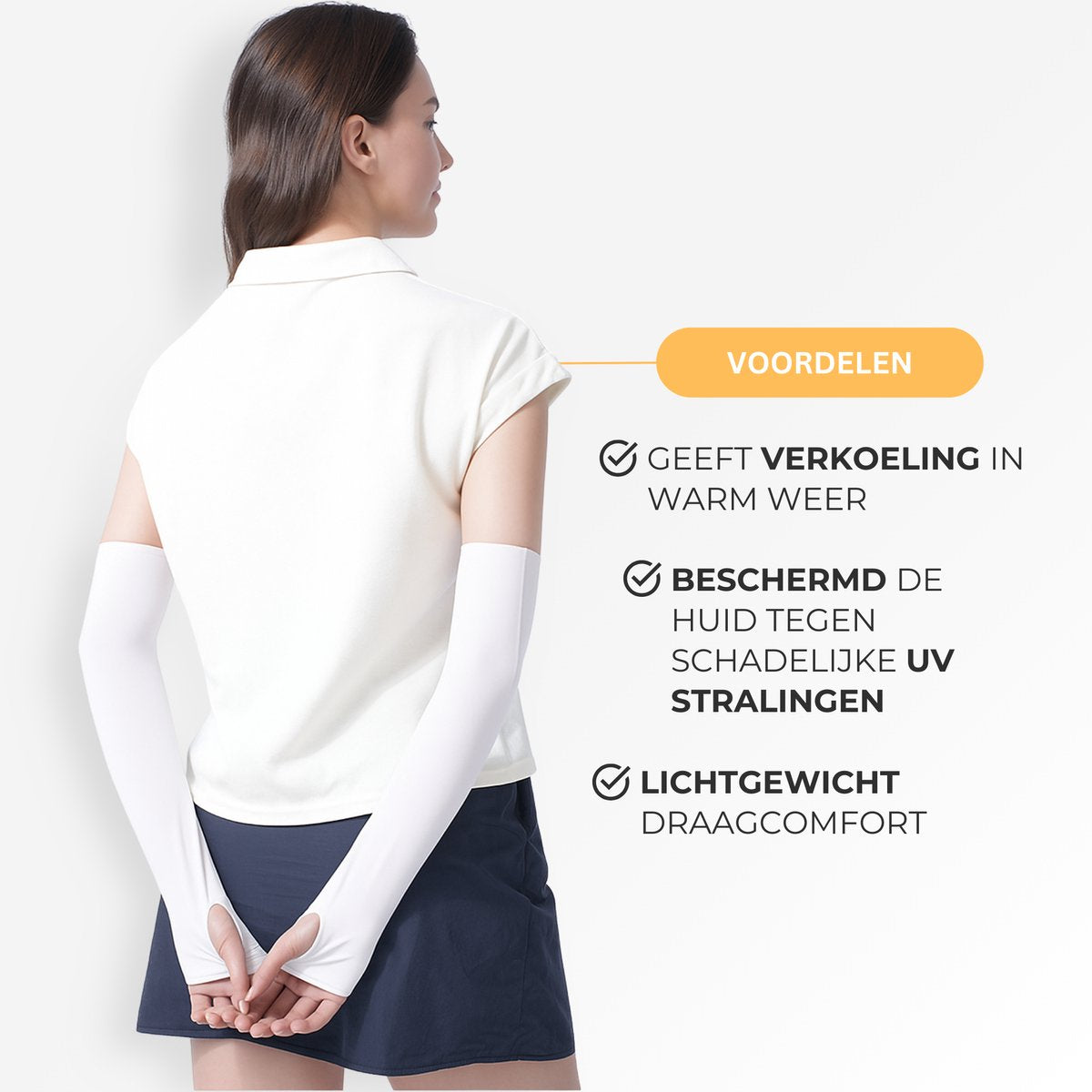 UPF 50+ UV Bescherming Arm Sleeves 2 Stuks Wit