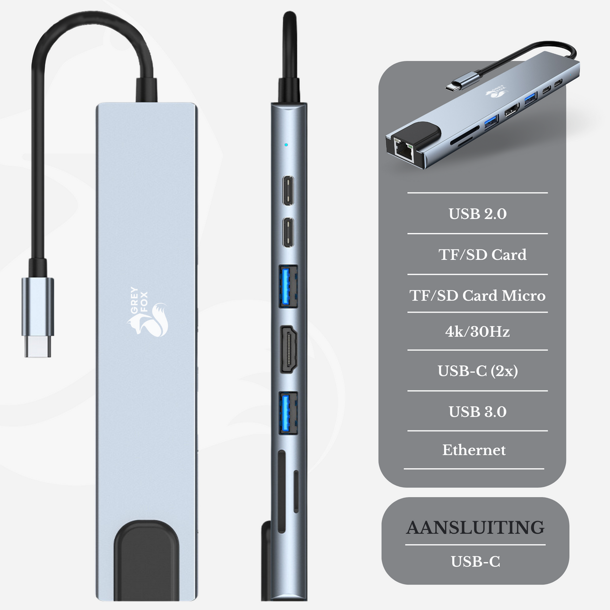 8-in-1 USB/Netwerk Hub