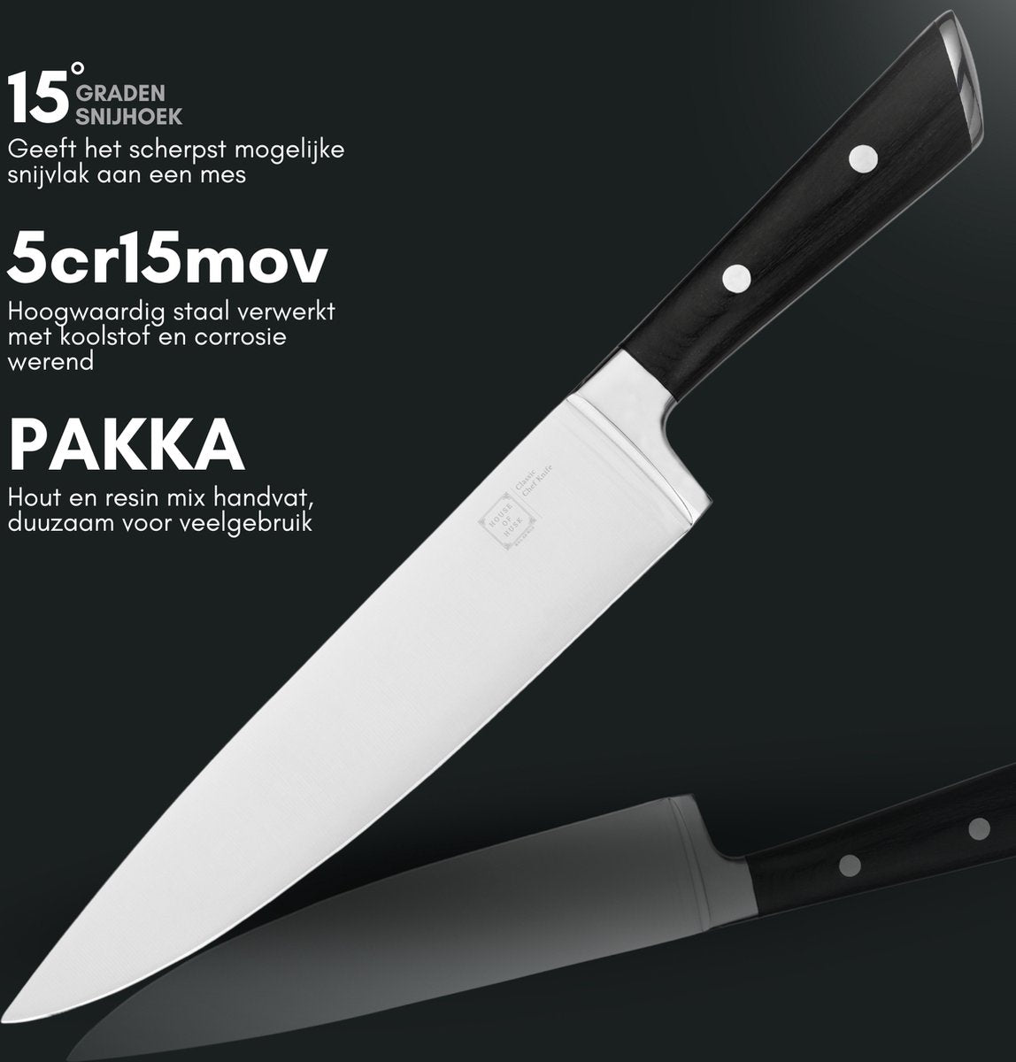 Chef Knife 5Cr15CoMov Zwart