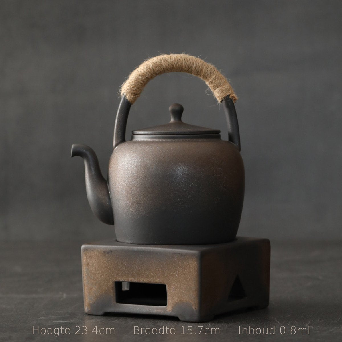 Keramieke Theepot met Theelicht Houder Bruin