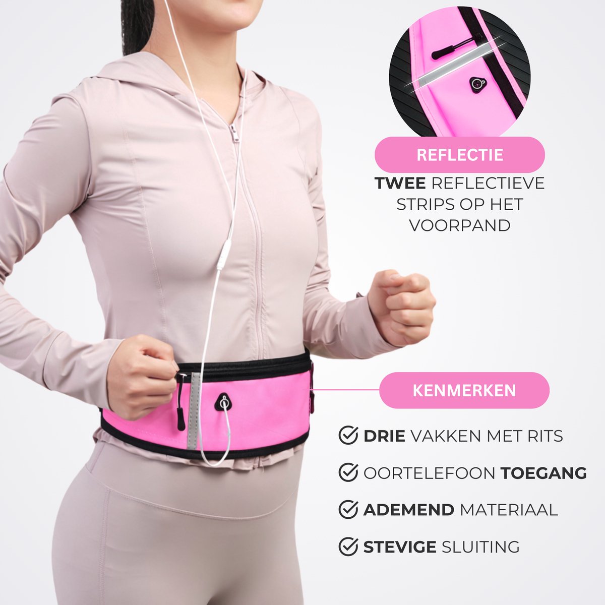 Running belt 60 tot 116 cm Roze