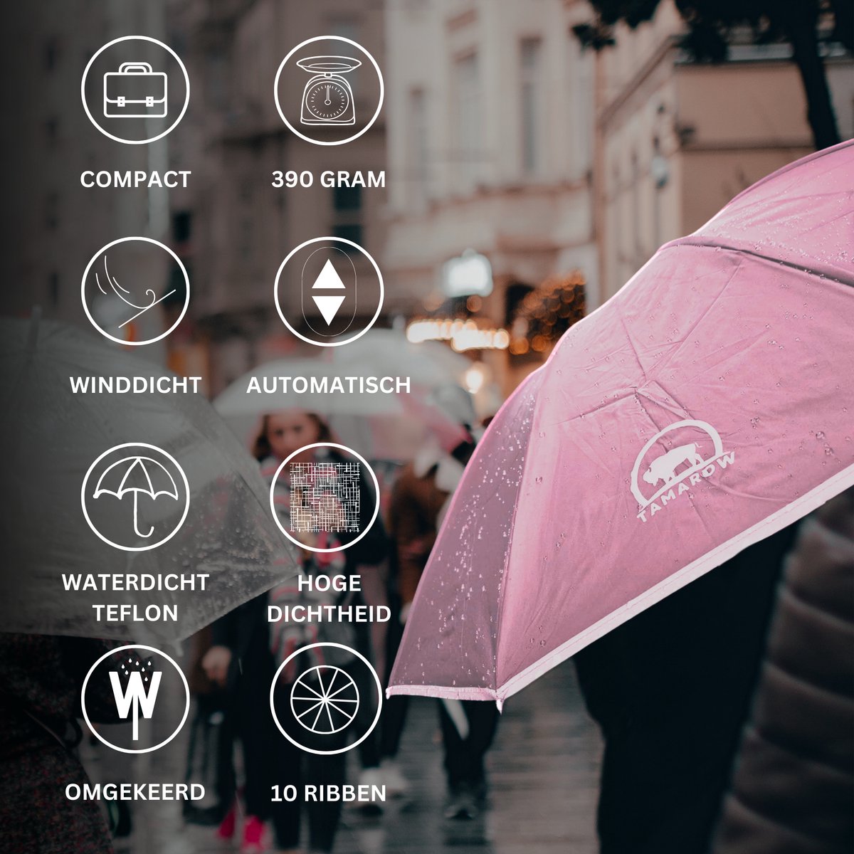 Automatisch Opvouwbare Paraplu Roze