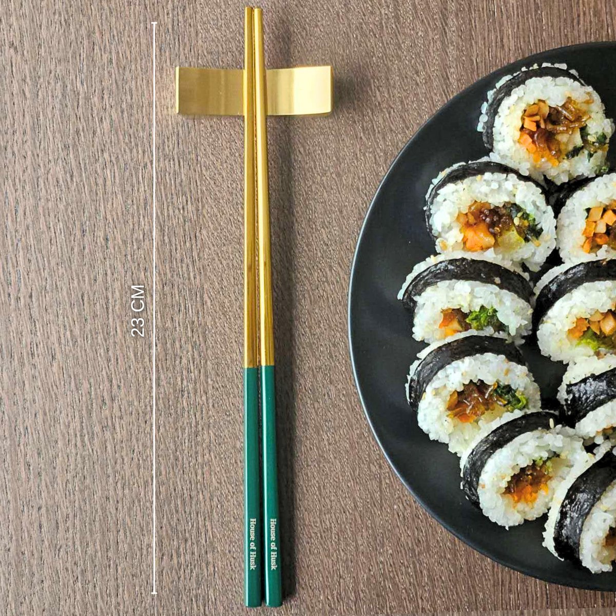 Chopstick Set Groen Goud