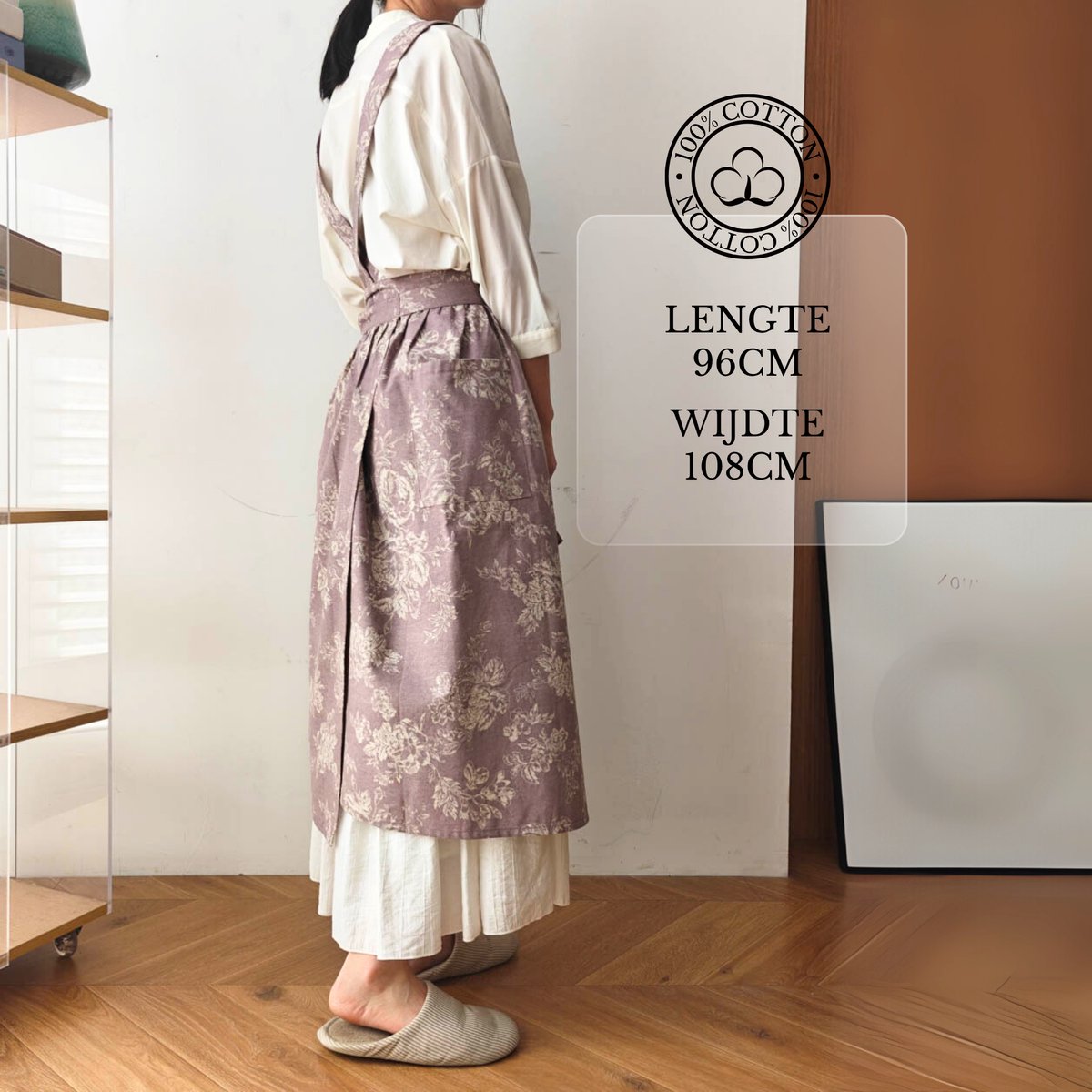 Keukenschort Paars Gebloemd