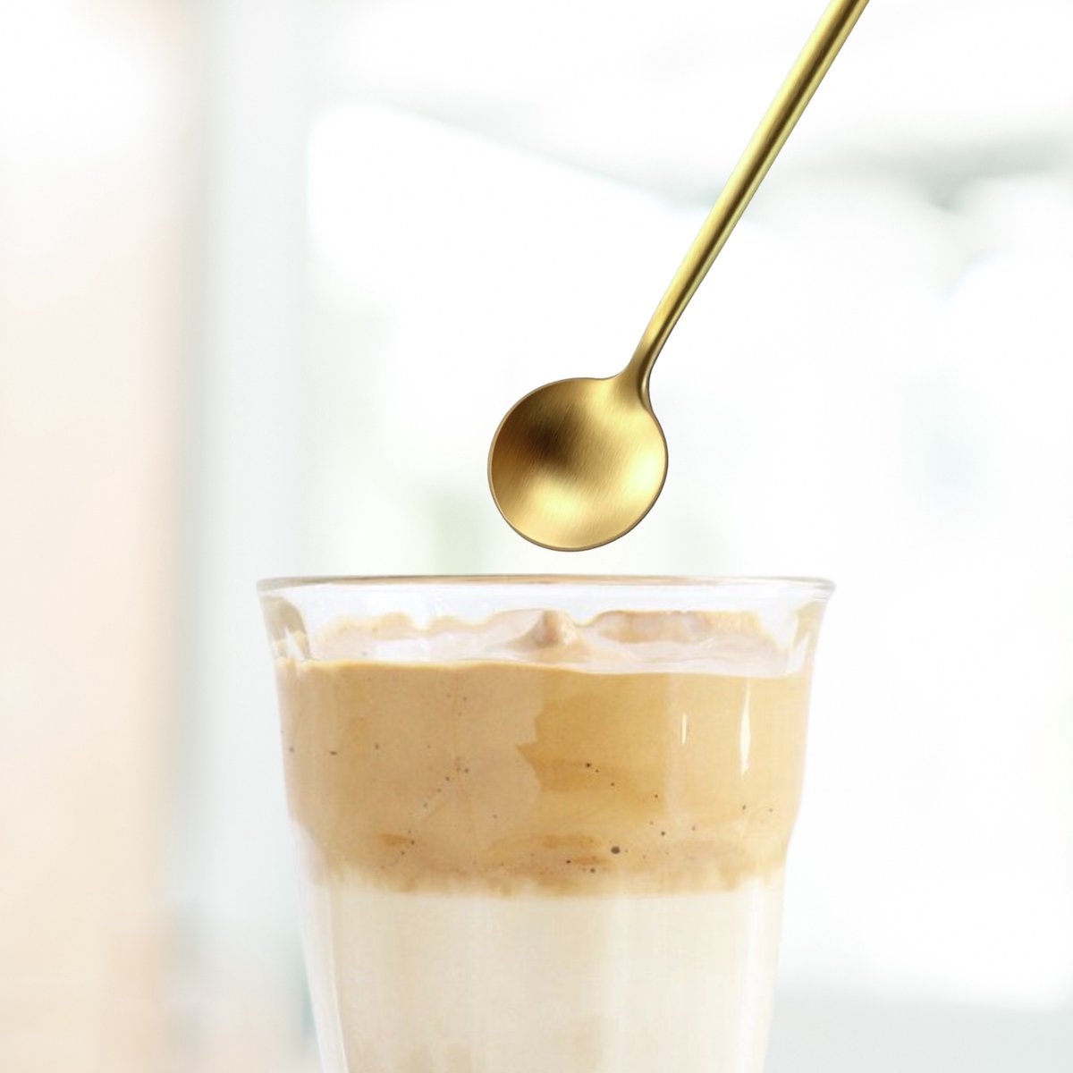 Latte Macchiato Lepel 20cm Mat Goud 6 Stuks