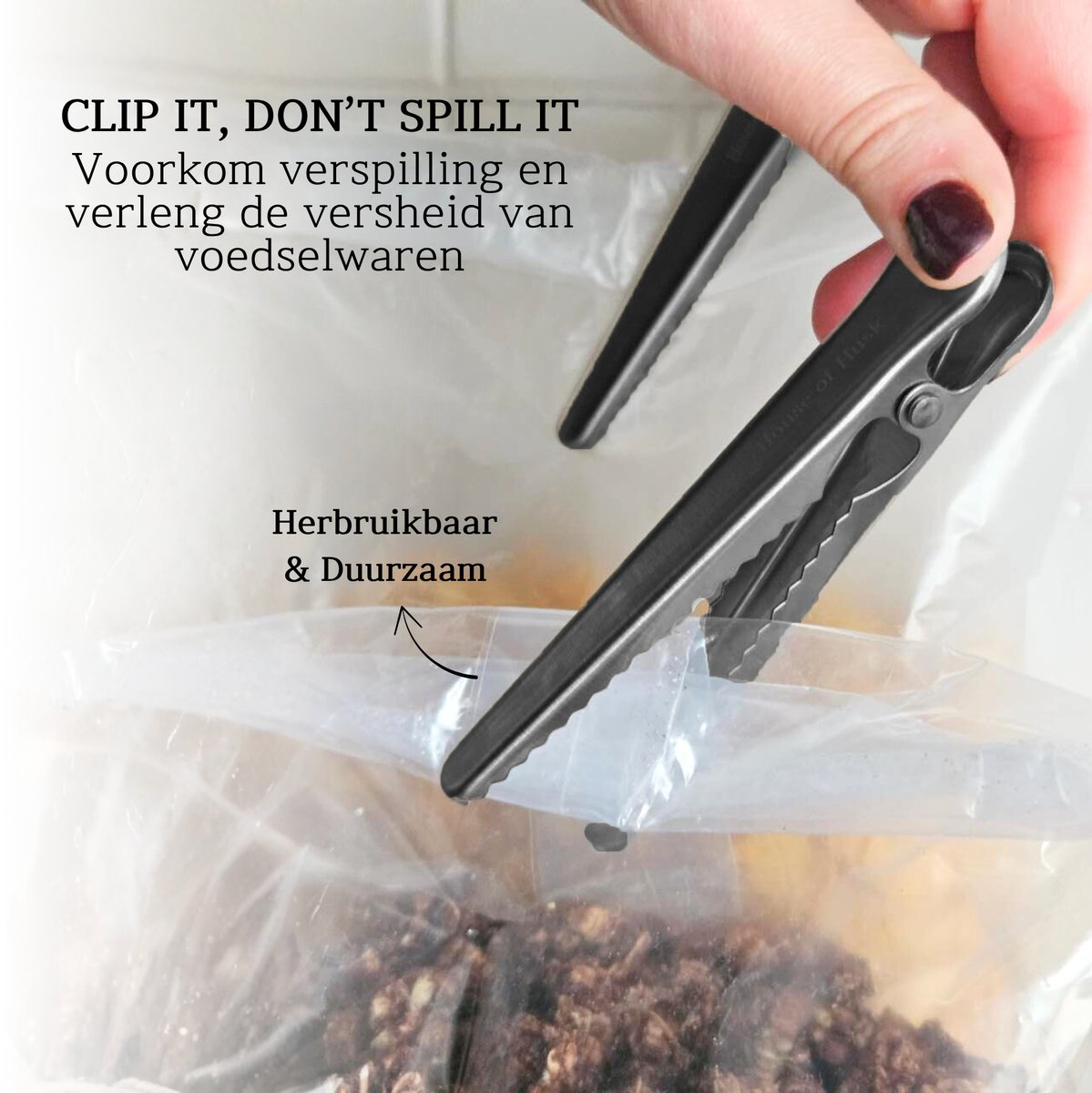 Vershoudclips Zwart 112mm 8 Stuks