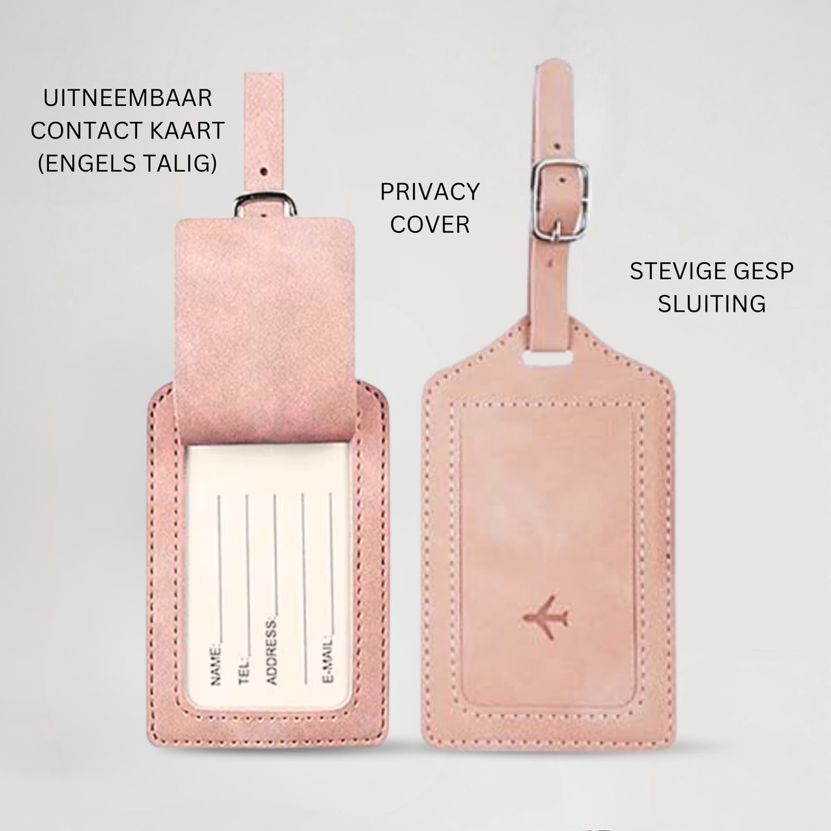 Paspoort Hoesje met Bagagelabel Roze