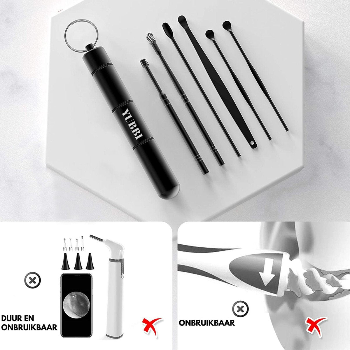 6 Delige Oorsmeer Verwijderaar Set met Etui