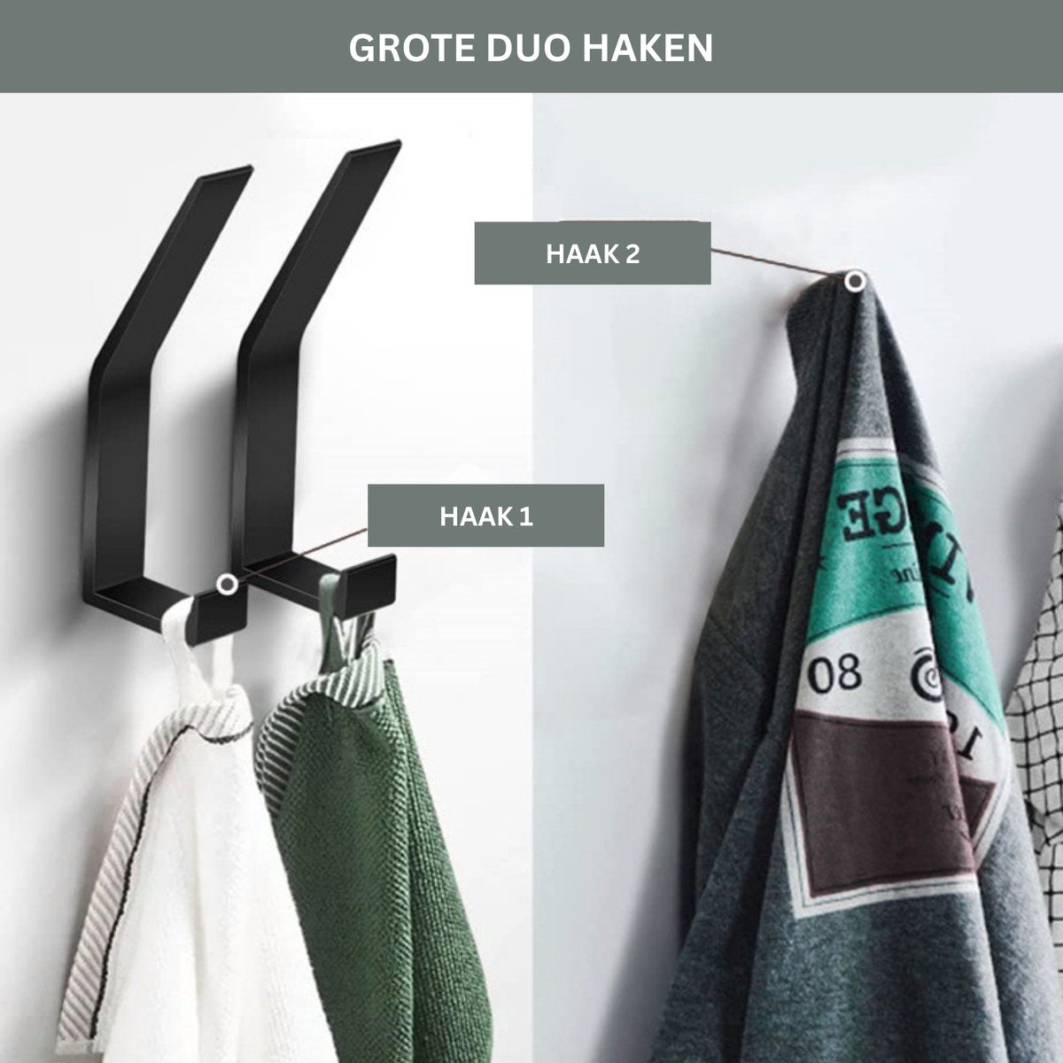 RVS Wandhaak 8 Stuks Zwart