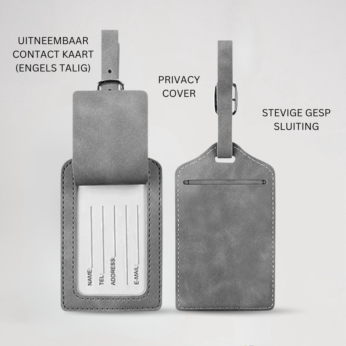 Paspoort Hoesje met Bagagelabel Grijs