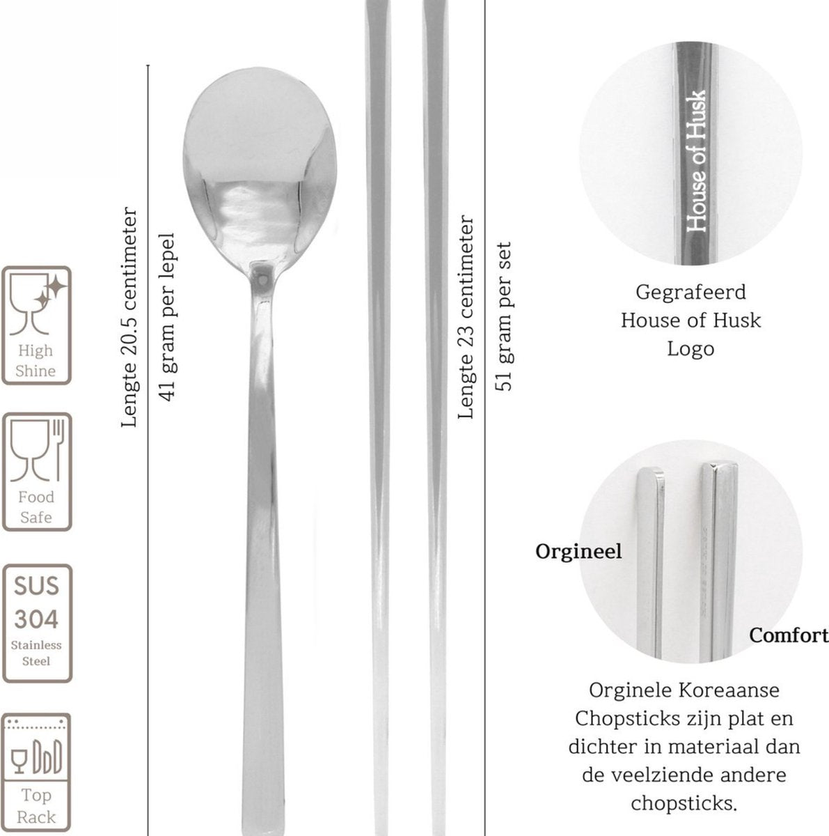 Originele Koreaanse Eetstokjes en Soeplepel Set