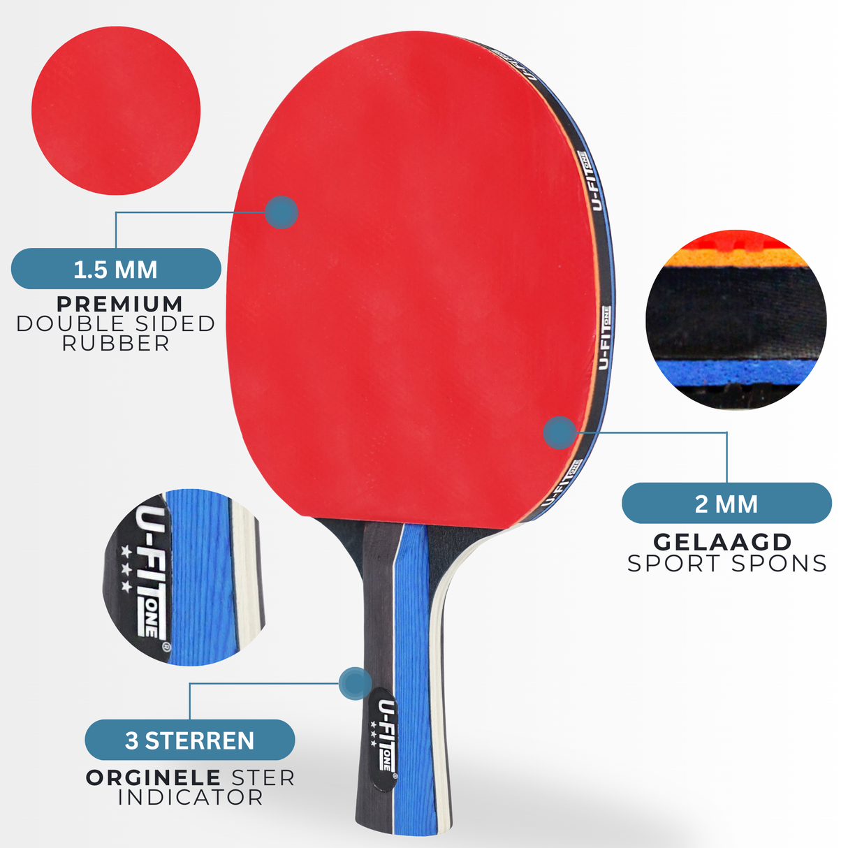 Tafeltennis Set 4 Stuks 3 Star + 30ballen + Net