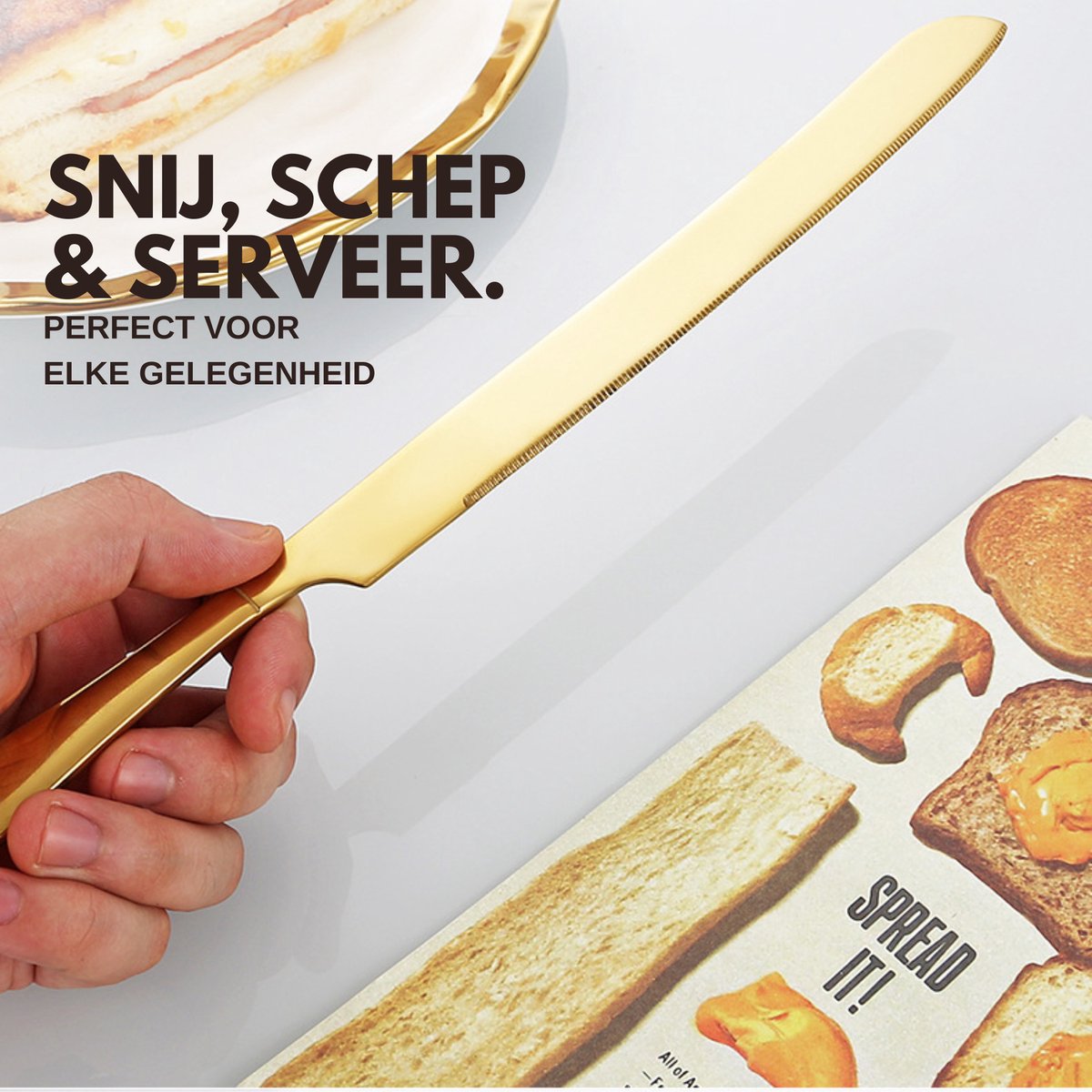 Taartmes en Taartschep Set Goud