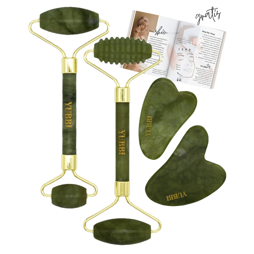 Gua Sha Set Donker Groene Jade