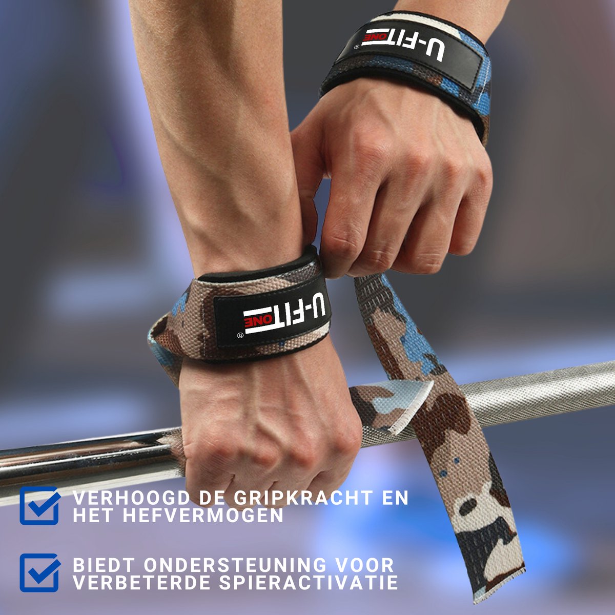 Lifting Straps Anti-Slip Camouflage Blauw