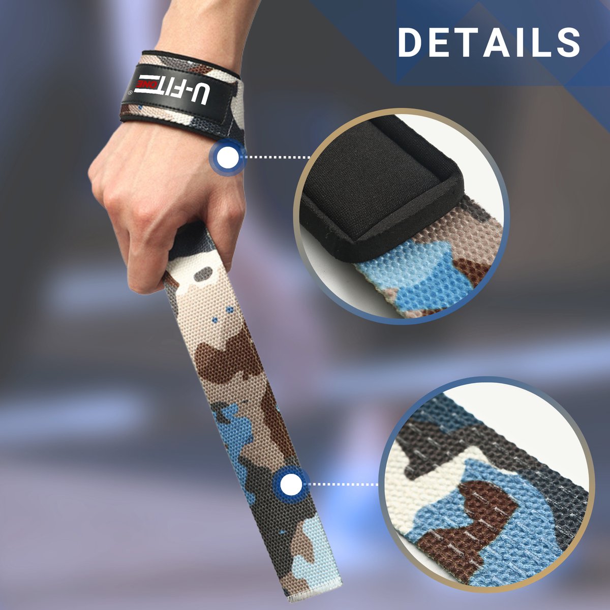 Lifting Straps Anti-Slip Camouflage Blauw