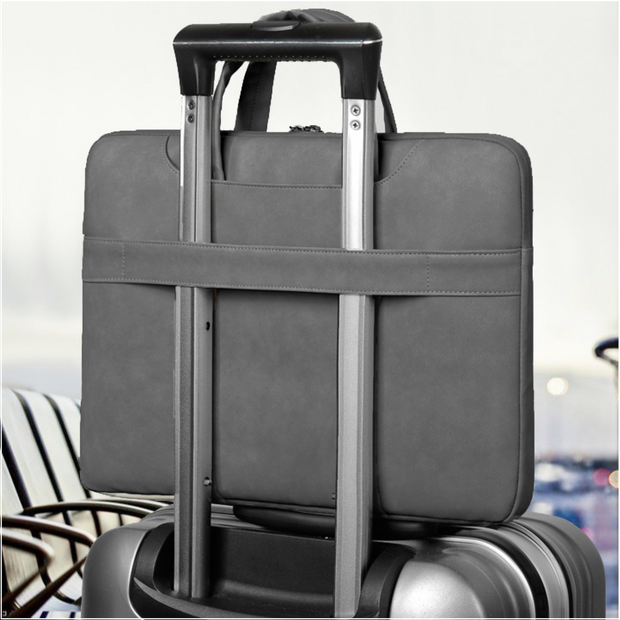 PU Leren Laptophoes Grijs