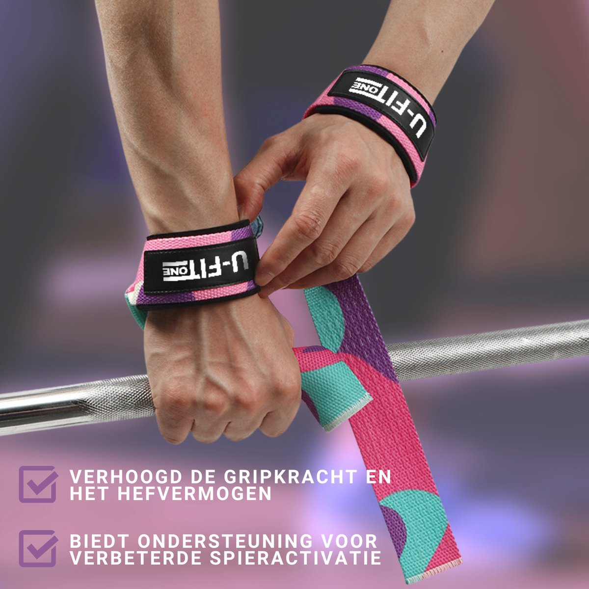 Lifting Straps Anti-Slip Camouflage Paars