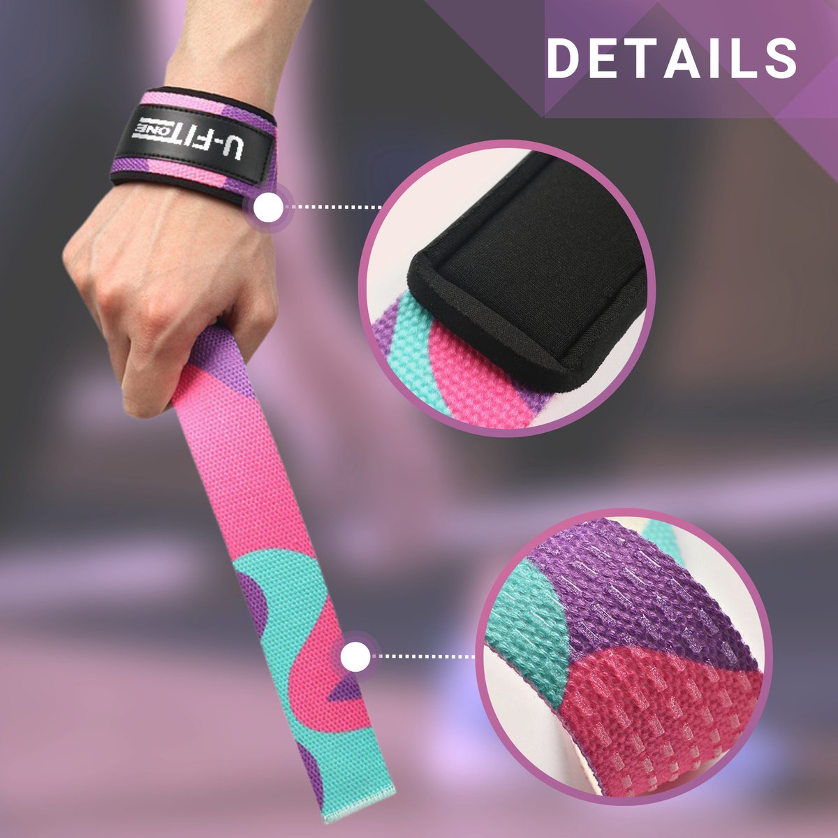 Lifting Straps Anti-Slip Camouflage Paars