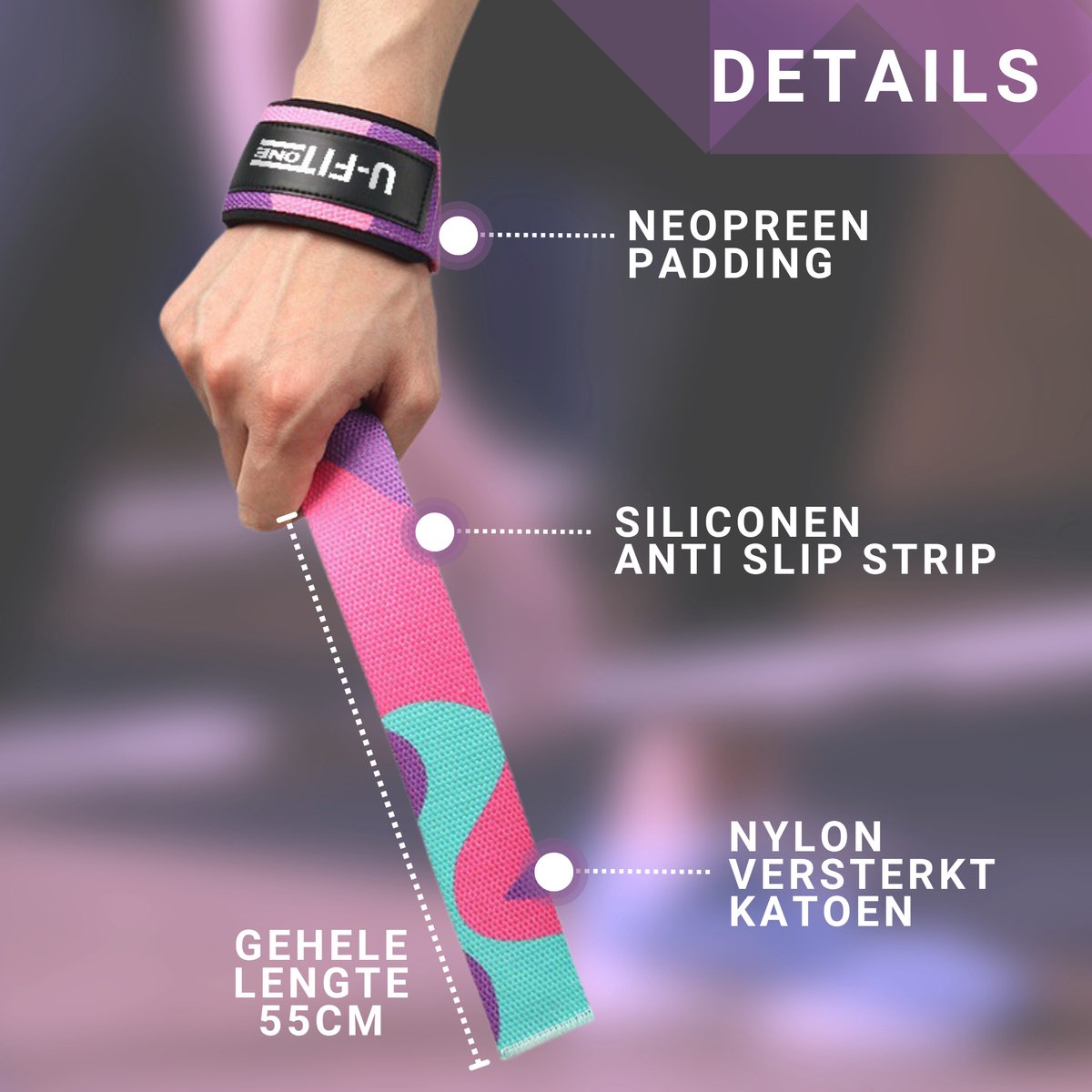 Lifting Straps Anti-Slip Camouflage Paars