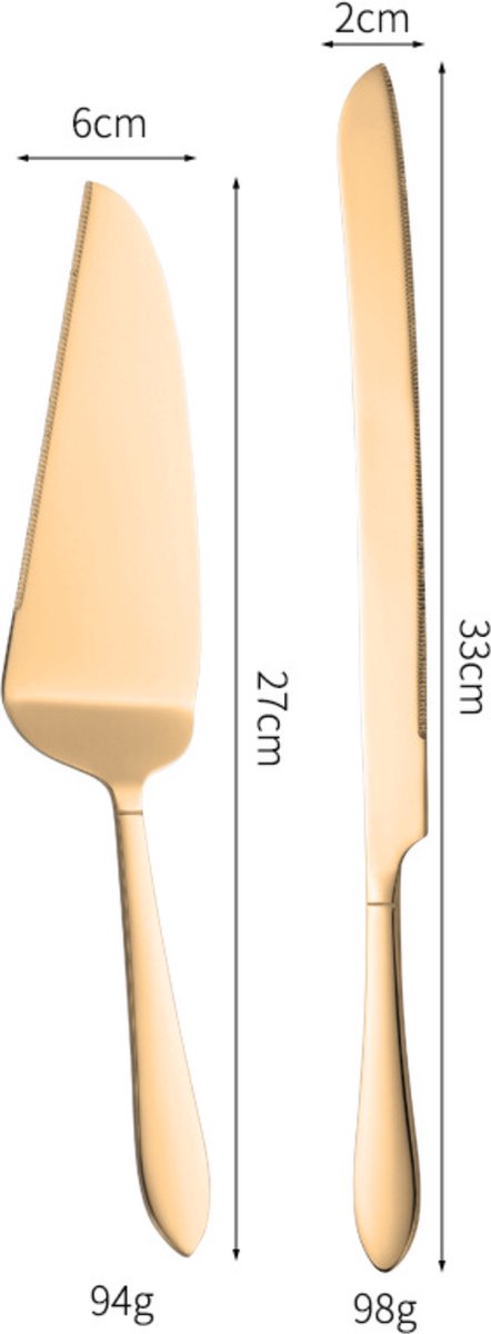 Taartmes en Taartschep Set Goud