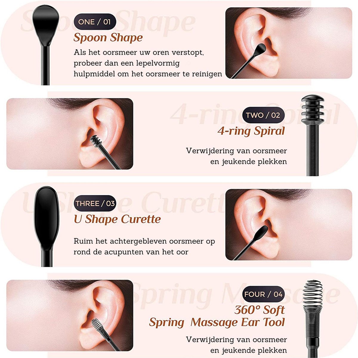 6 Delige Oorsmeer Verwijderaar Set met Etui