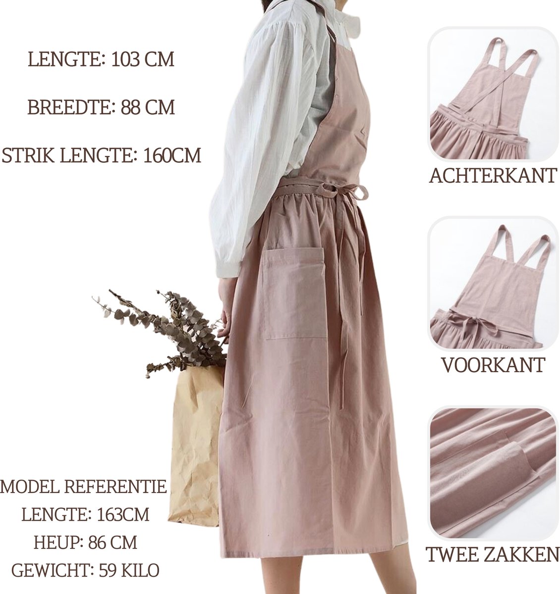 Keukenschort 'Ruffle' Roze