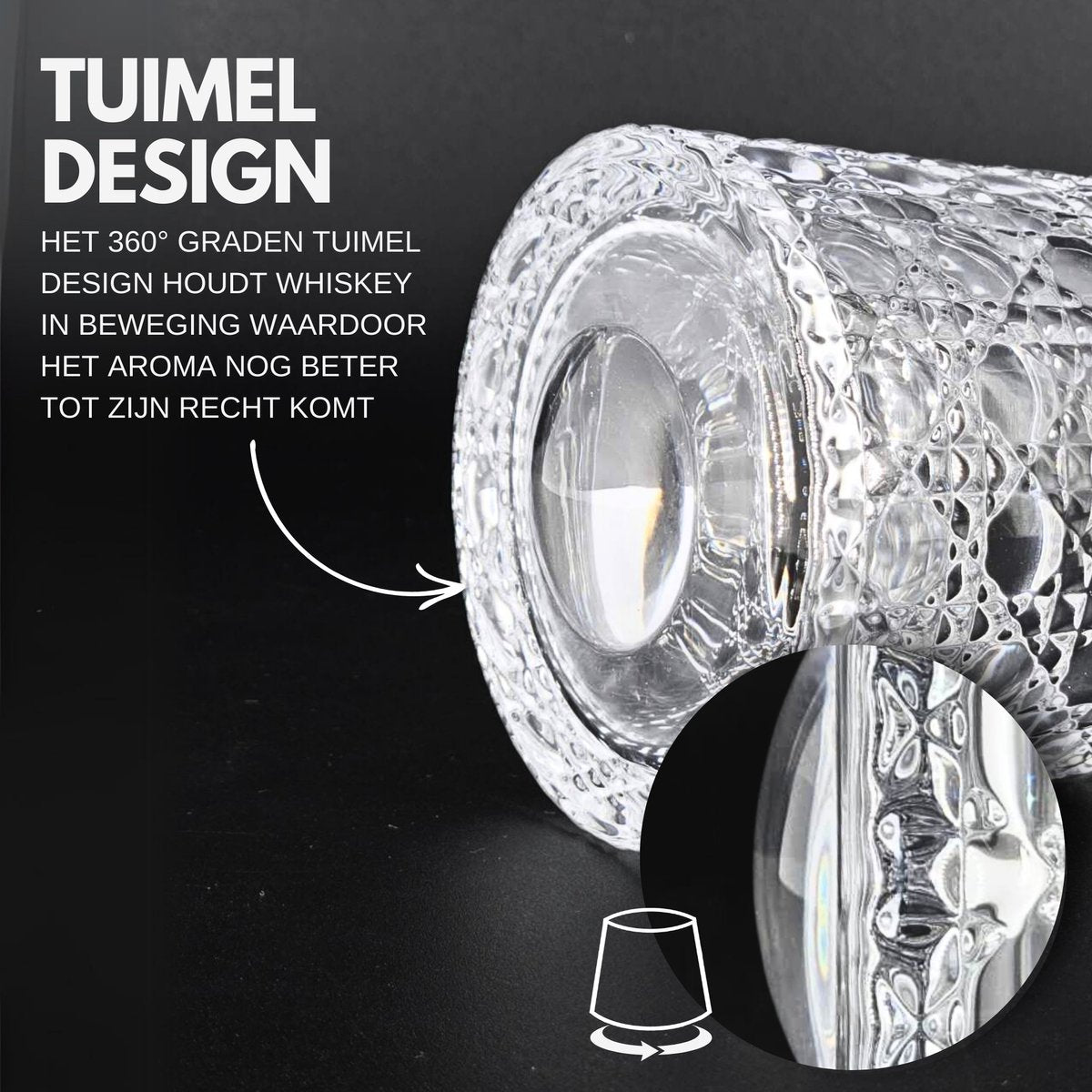 Premium Whiskey Glazen 270ml 'Bubble'