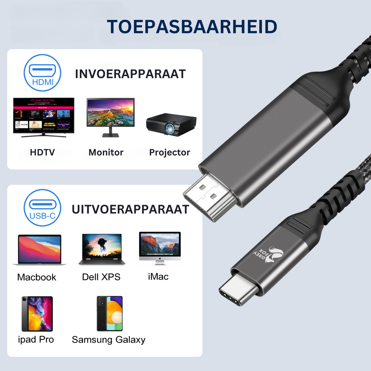 USB-C naar HDMI Kabel 2 Meter