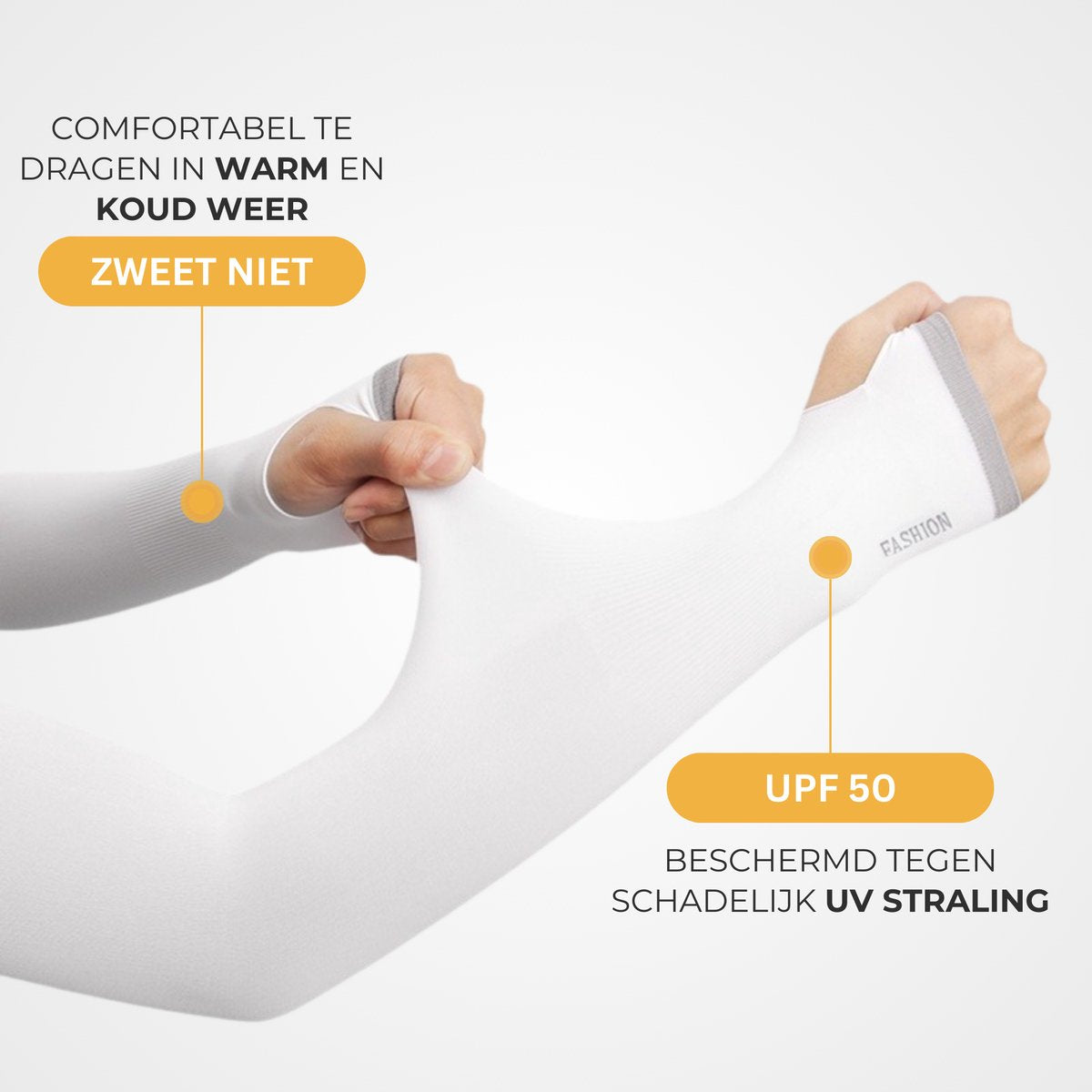 UPF 50 UV Bescherming Arm Sleeves 2 Stuks Wit