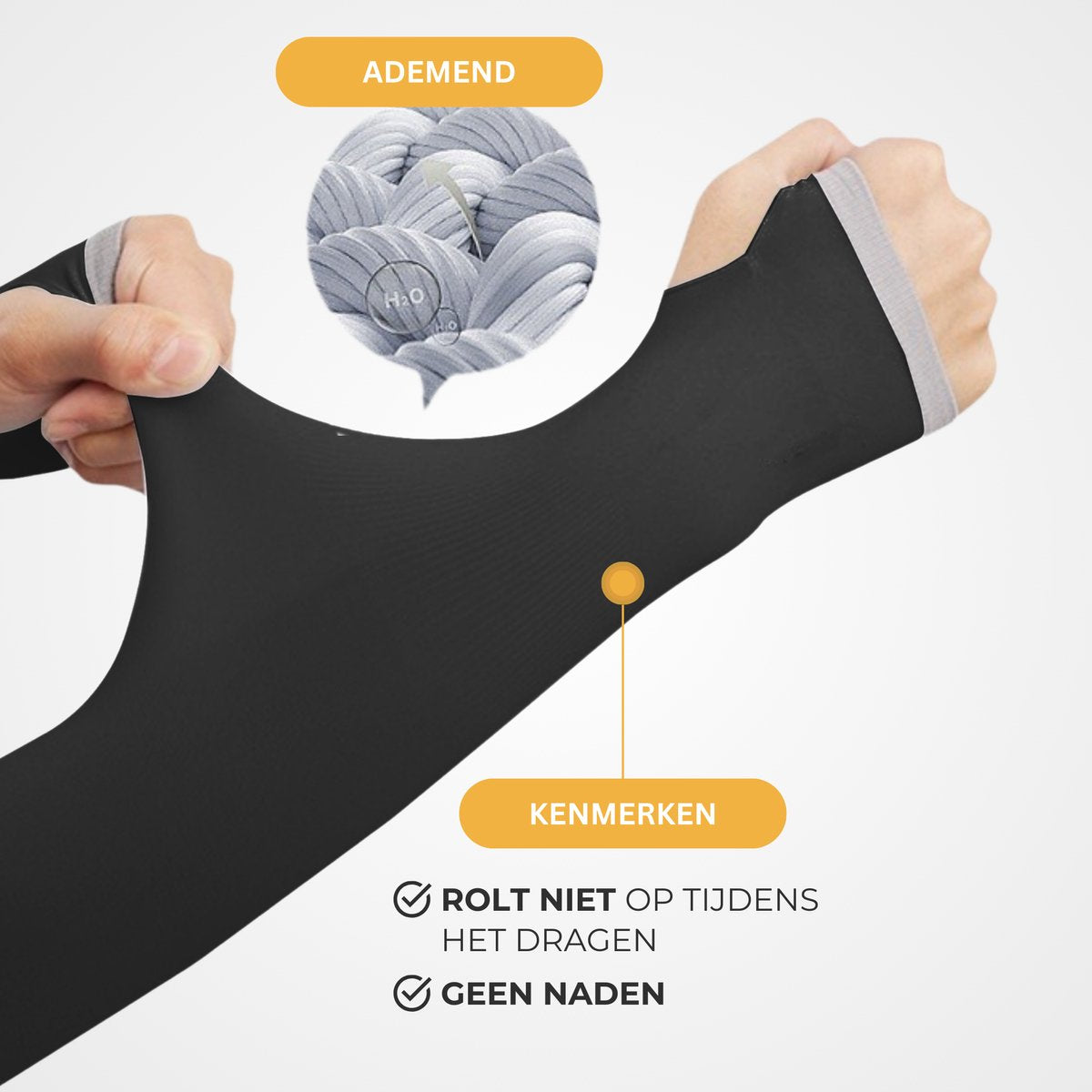 UPF 50 UV Bescherming Arm Sleeves 2 Stuks Zwart