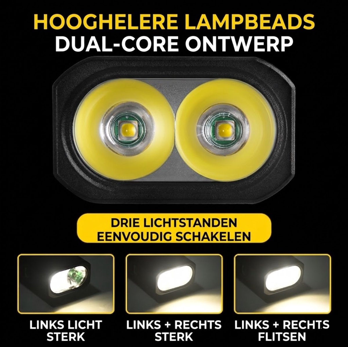 Multifunctionele Fietslamp met COB-Zijlicht 2 Stuks