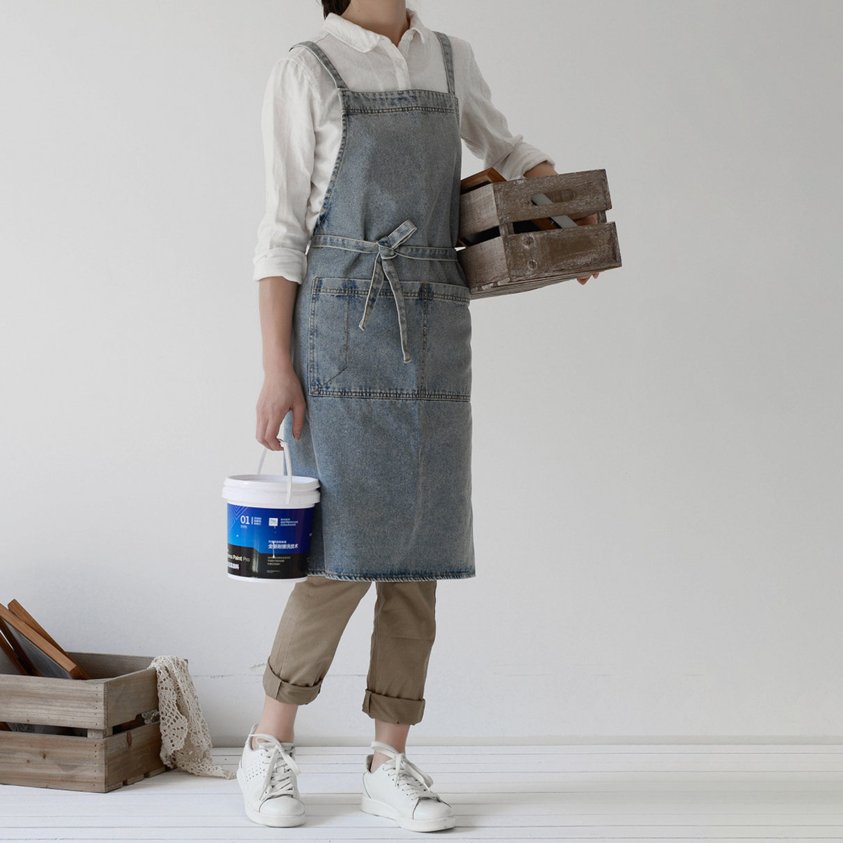 Licht Denim Keukenschort