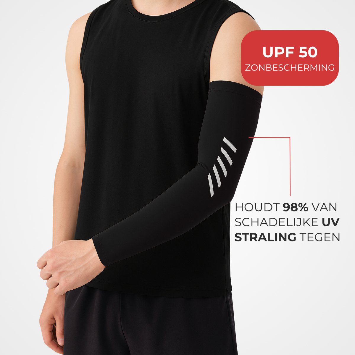 UPF 50+ UV Bescherming Arm Sleeves 2 Stuks Zwart