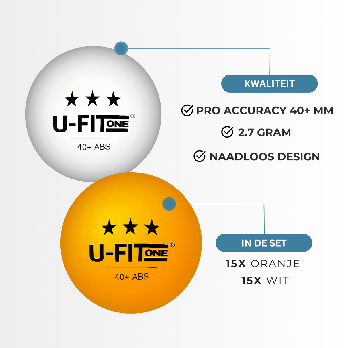Tafeltennis Set 4 Stuks 3 Star + 30ballen + Net
