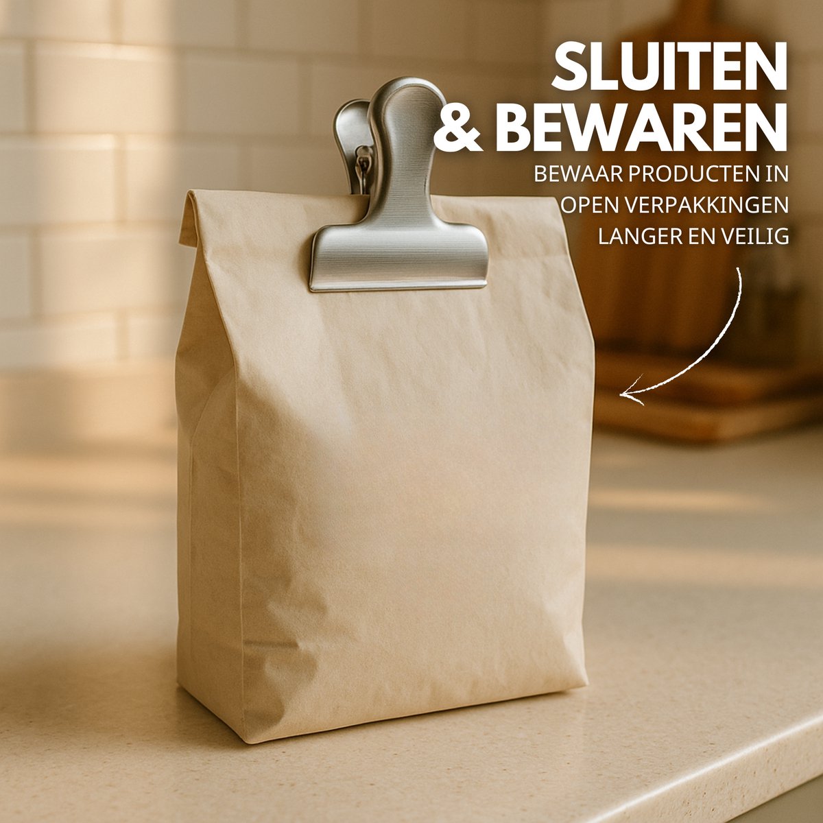 Vershoudclips Zilver 56mm 8 Stuks