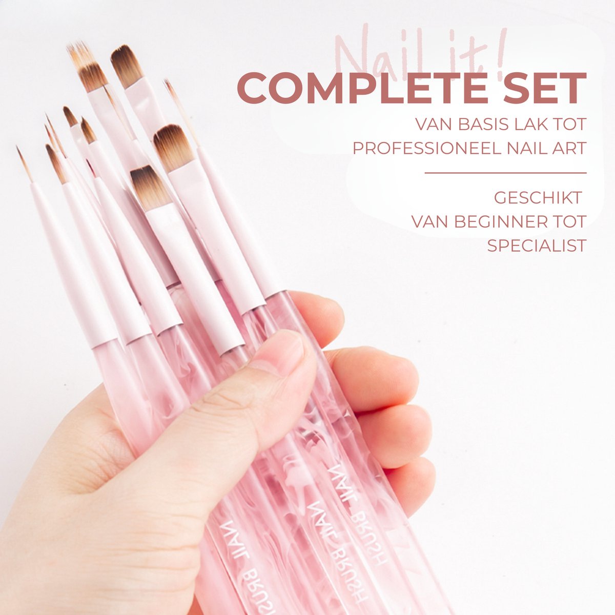 13 delige Nail Art Penselen Set Roze