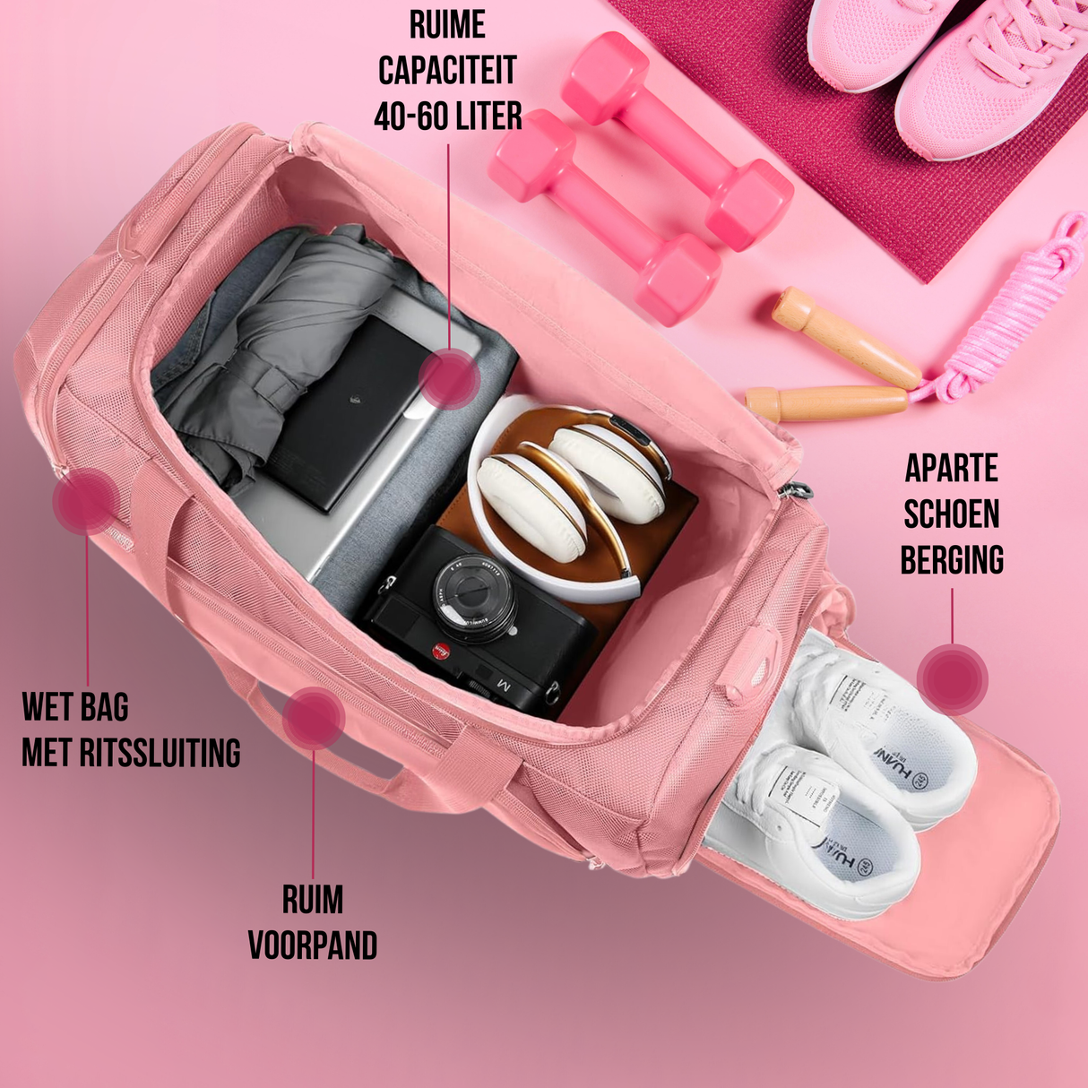 Duffel Bag Sport 40L Tas Roze