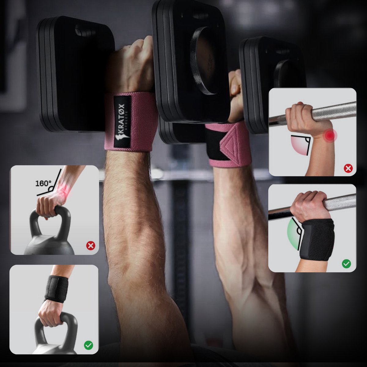 Wrist Wraps Roze 1 Paar