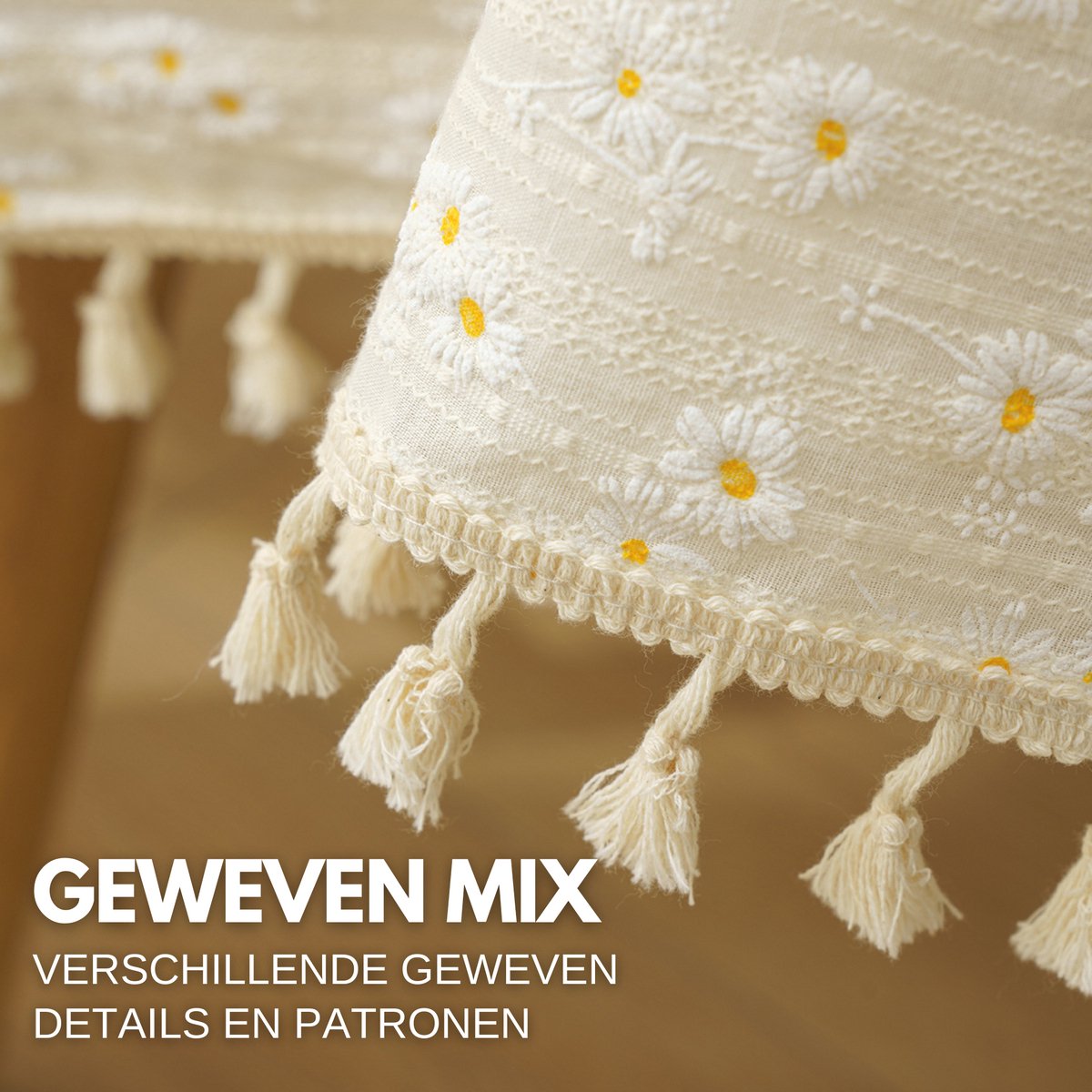 Tafelkleed Creme Gebloemd 140x240cm