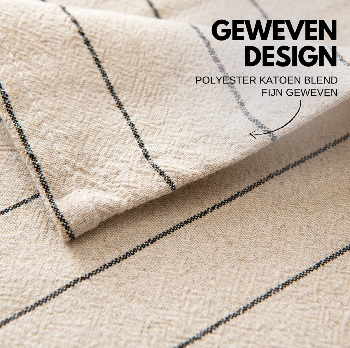 Tafelkleed Creme Gestreept 135x240cm