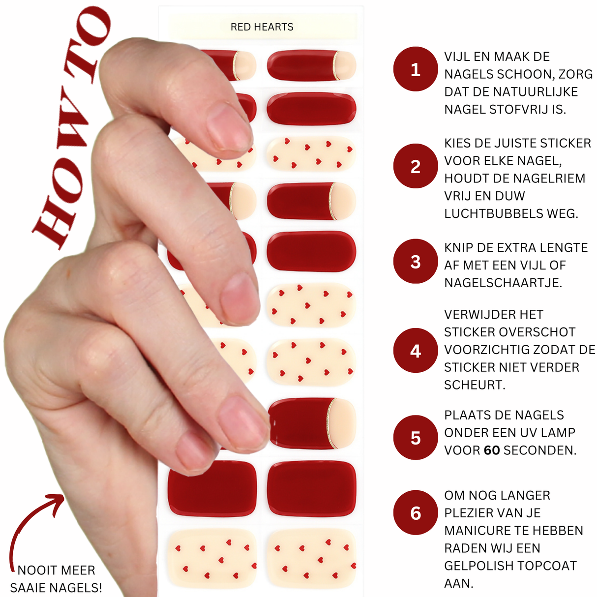 UV Gellak Stickers "Red Hearts"