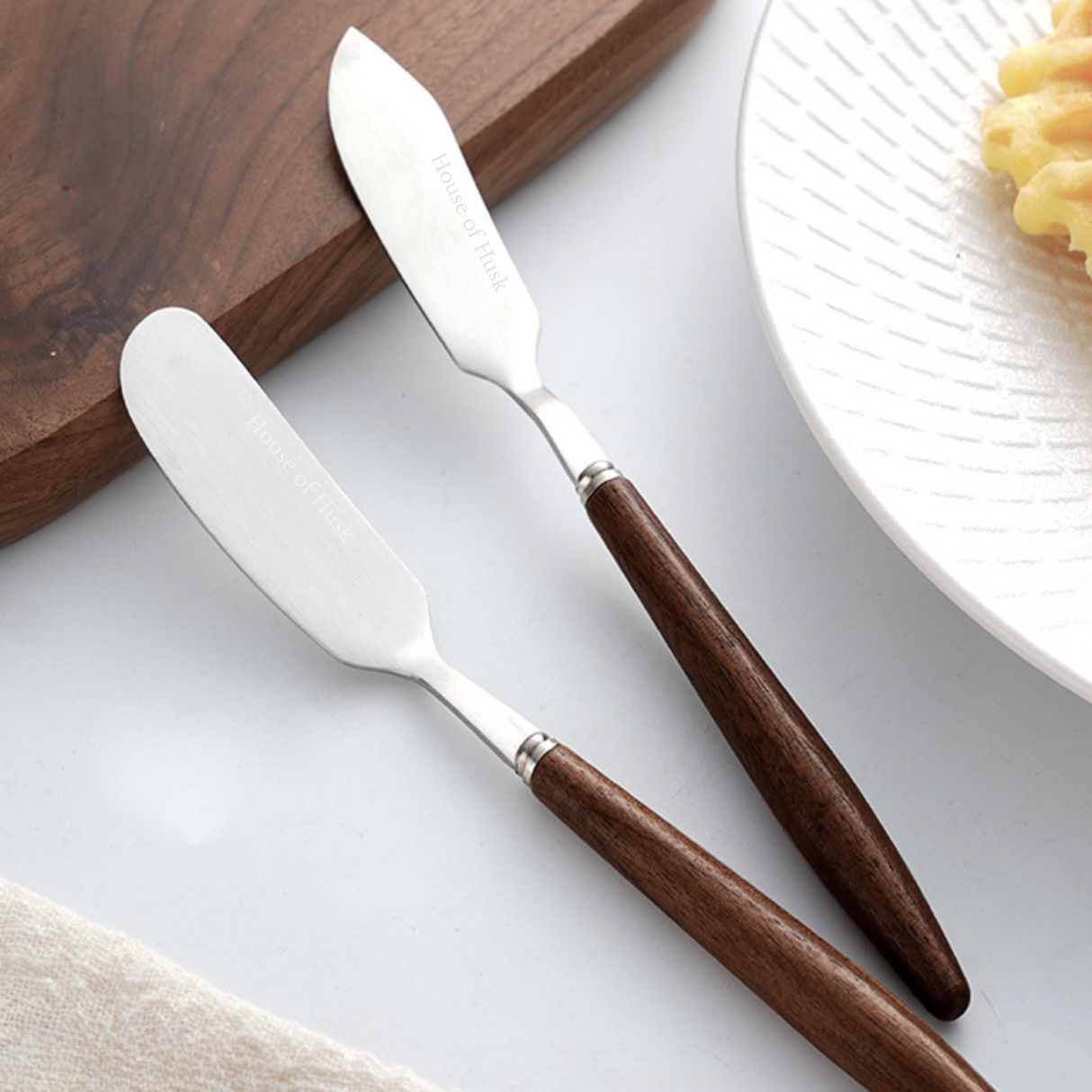 Botermesjes met Walnoot Handvat 6 Stuks