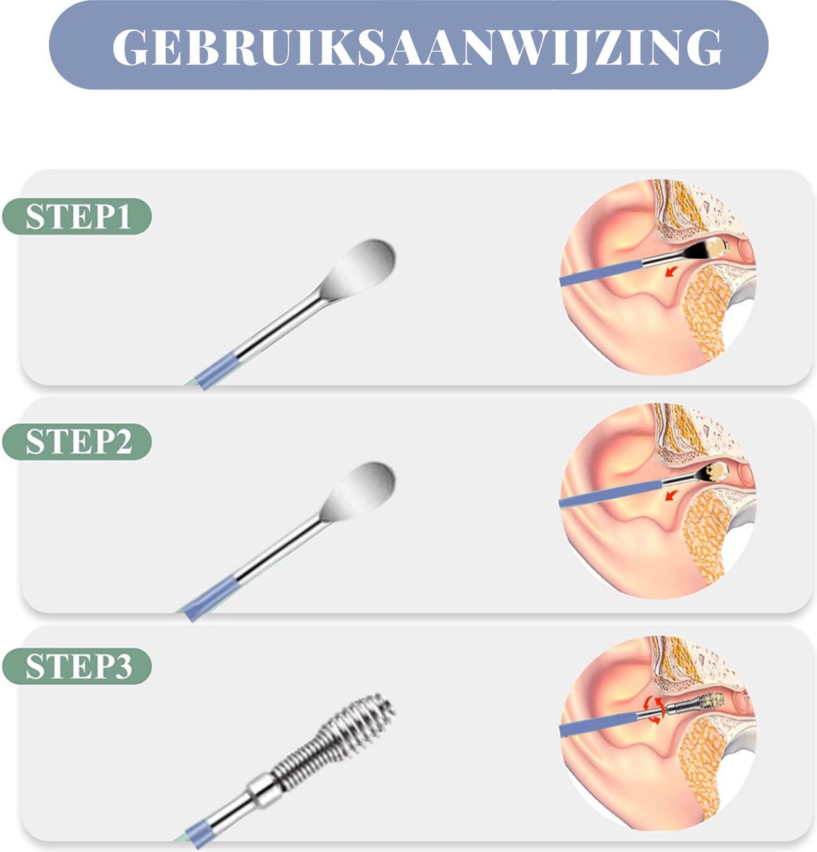 6 Delige Oorsmeer Verwijderaar Set met Etui